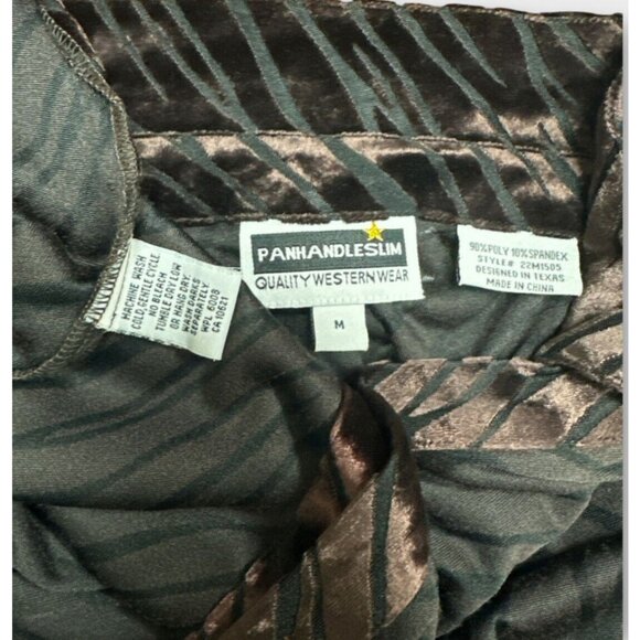 Vintage Panhandle Slim Womens M Brown Burnout Velvet Blouse Buttons Western Boho - Picture 6 of 7